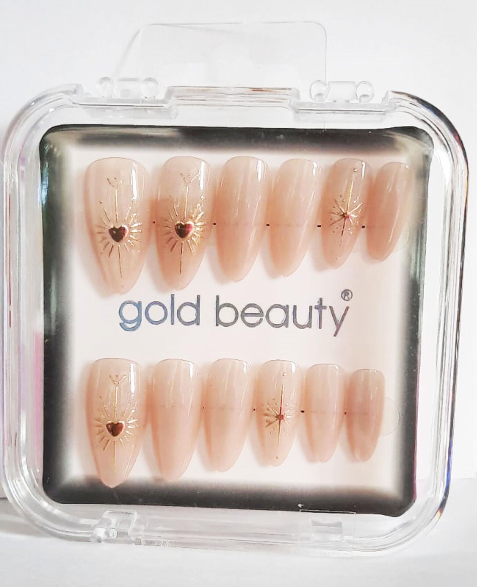 Gold Beauty Kedi Gözü Takma Tırnak 12 li EP-1527 - 20/1 Ten Güneş Desenli