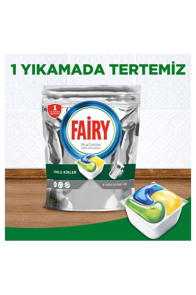 Fairy Platinum Hepsi Bir Arada 60 Yıkama Bulaşık Makinesi Deterjanı Kapsülü Limon Kokulu