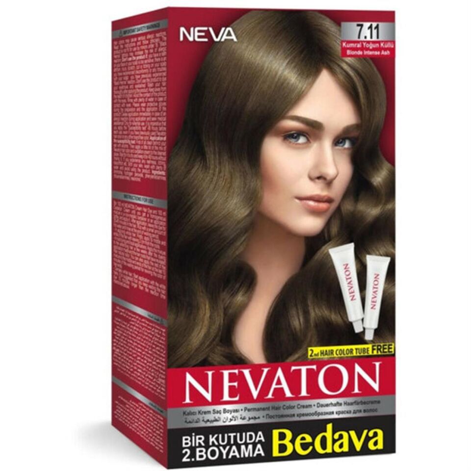 Nevaton 7.11 Kumral Yoğun Küllü Saç Boyası Seti 1 Kutuda 2 Boyama