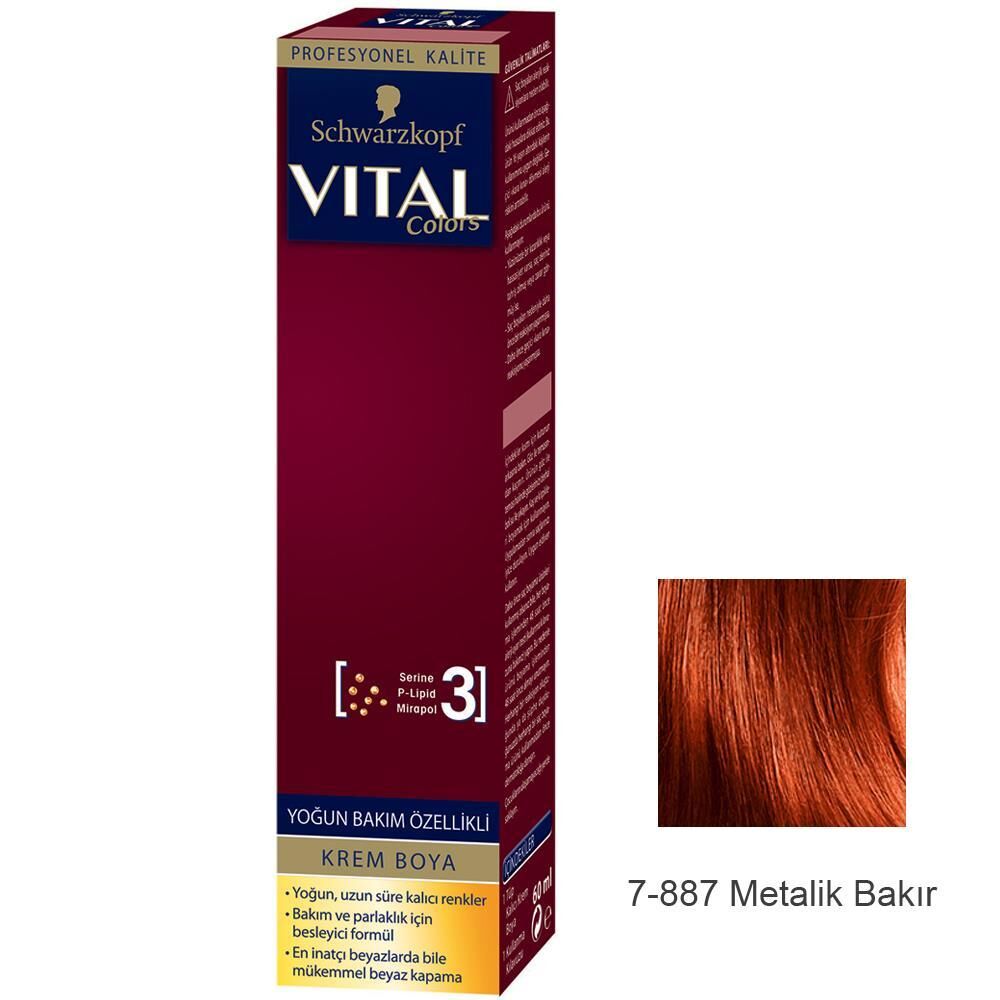 Vital Tüp Saç Boyası 7.887 Metalik Bakır + Oksidan Sıvı 50 Ml