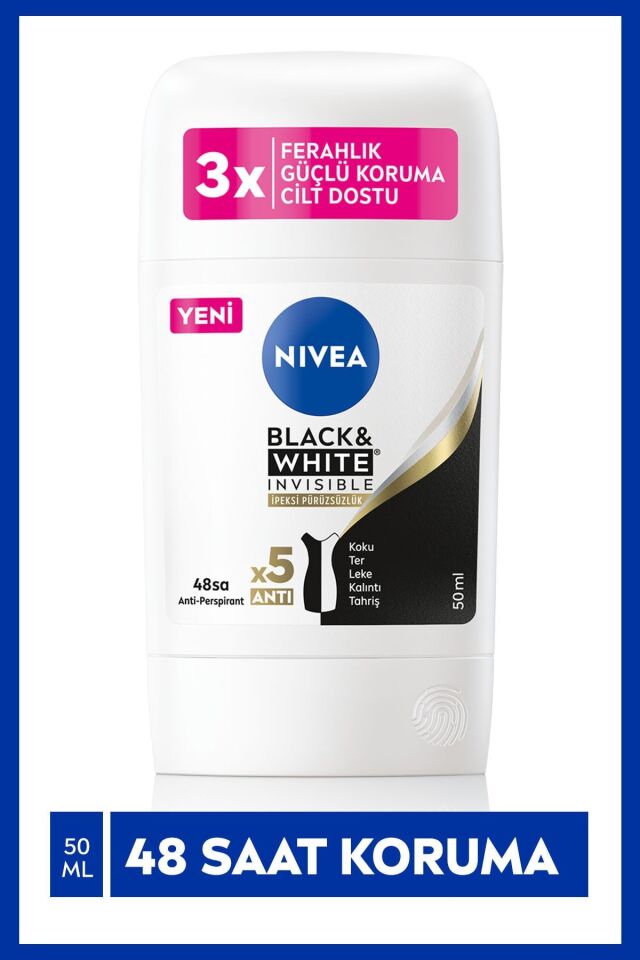 Nivea Stick Kadın Black ve White Invisible İpeksi Pürüzsüzlük 50 Ml