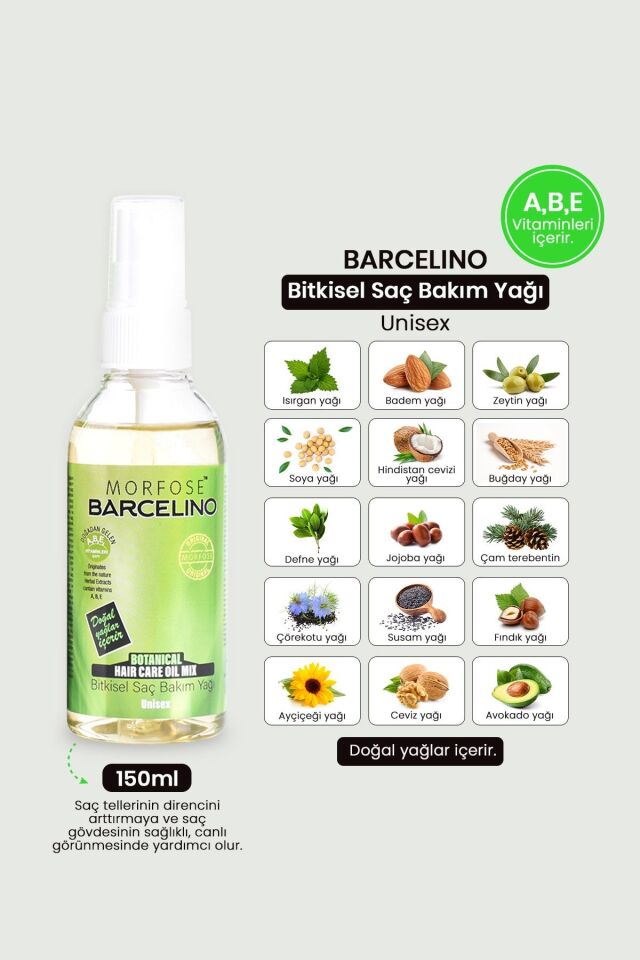 Morfose Unisex Barcelino Botanica Saç Bakım Yağı 150 ml