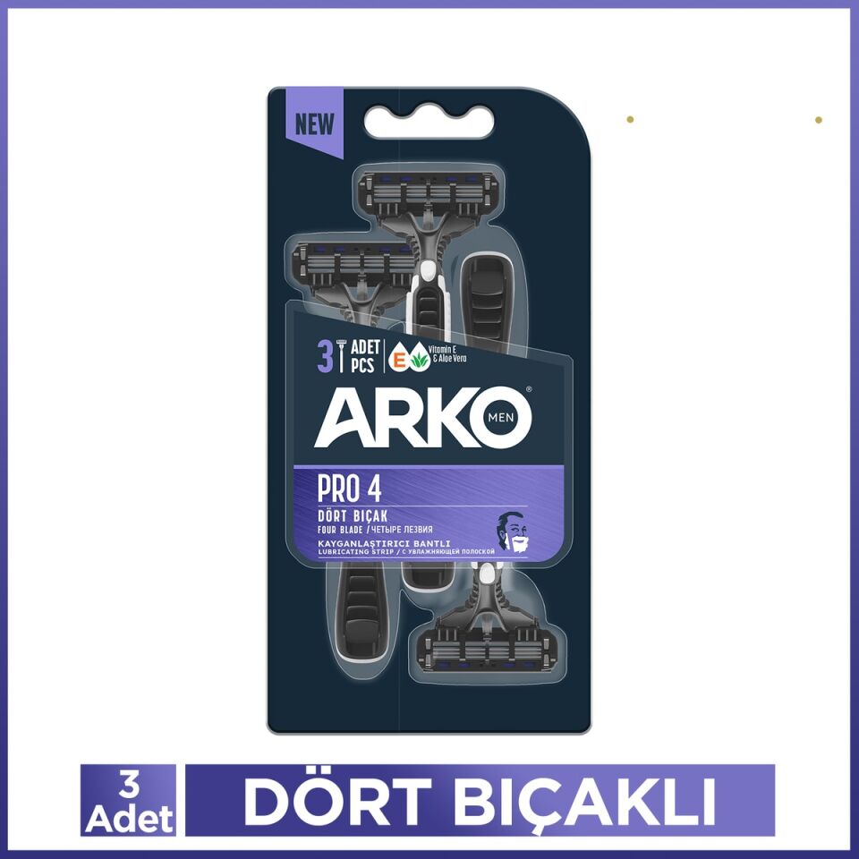Arko Men Pro4 Dört Bıçaklı Tıraş Bıçağı 3 Adet