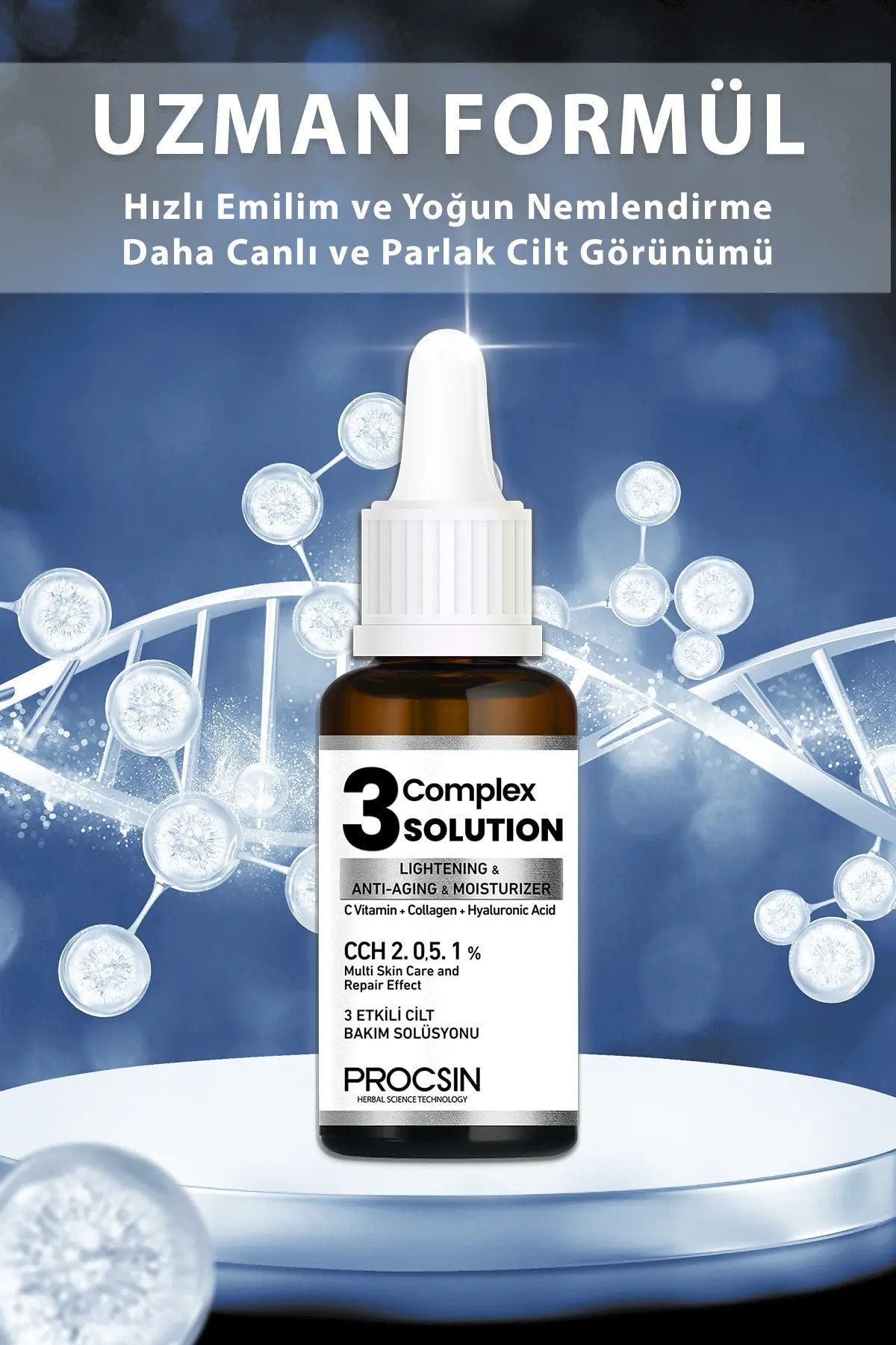 PROCSIN Aydınlatıcı + Sıkılaştırıcı + Nemlendirici 3 Complex Solution 20 ML