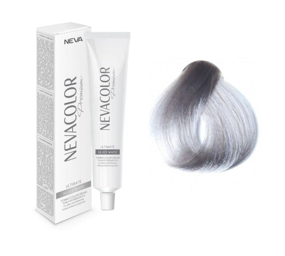 Neva Color Tüp Saç Boyası Gri Gümüş 50 Gr + Oksidan Sıvısı 50 Ml