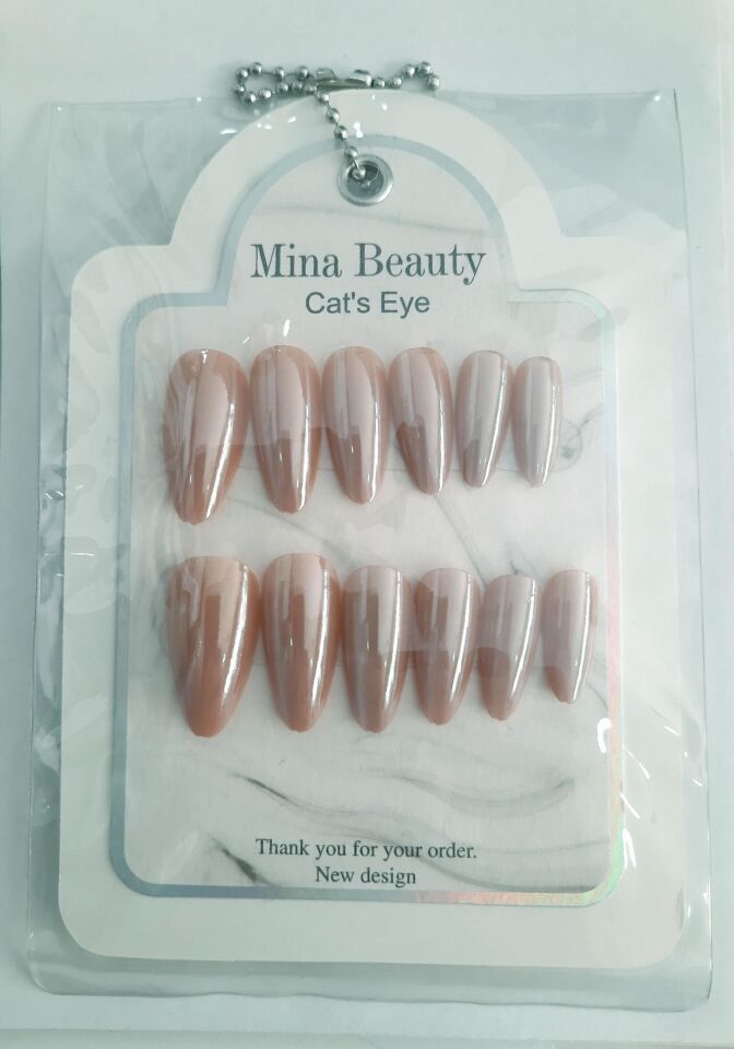 Mina Beauty Kedi Gözü Takma Tırnak 12 li Parlak Bej