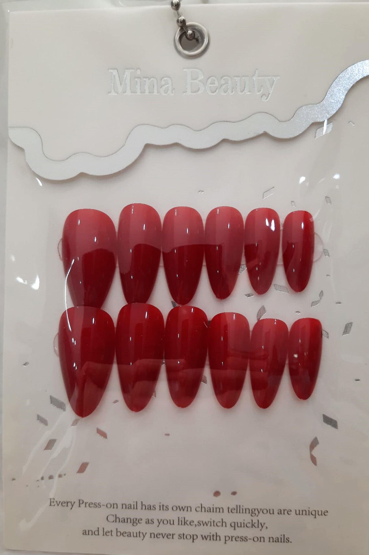Mina Beauty Kedi Gözü Takma Tırnak 12 li Parlak Kırmızı