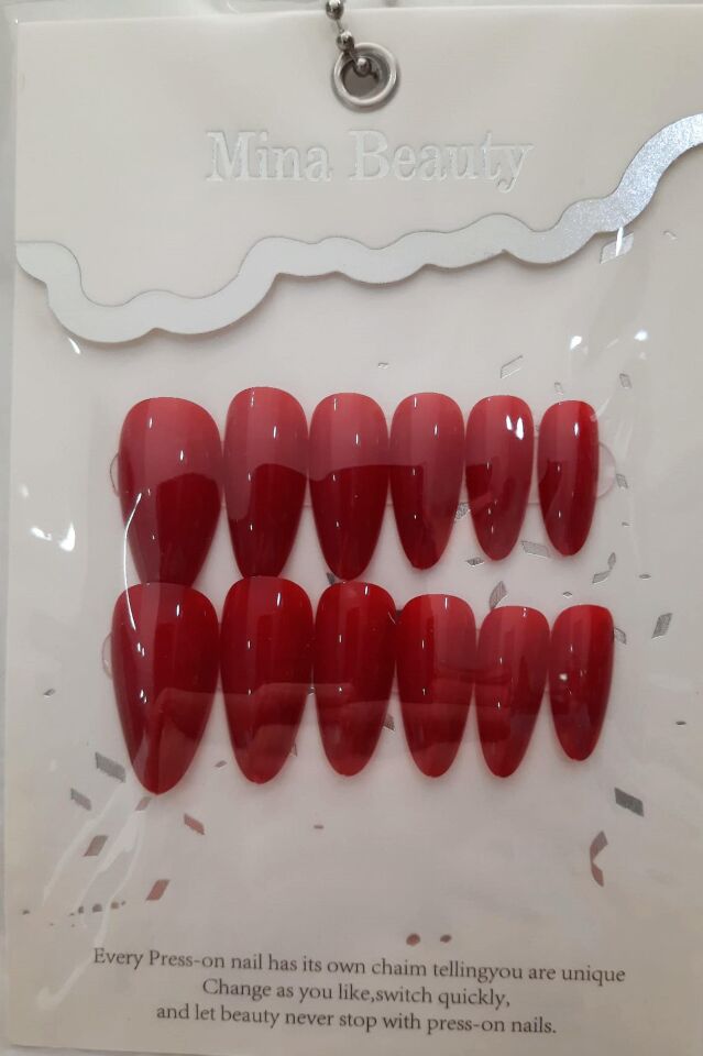 Mina Beauty Kedi Gözü Takma Tırnak 12 li Parlak Kırmızı