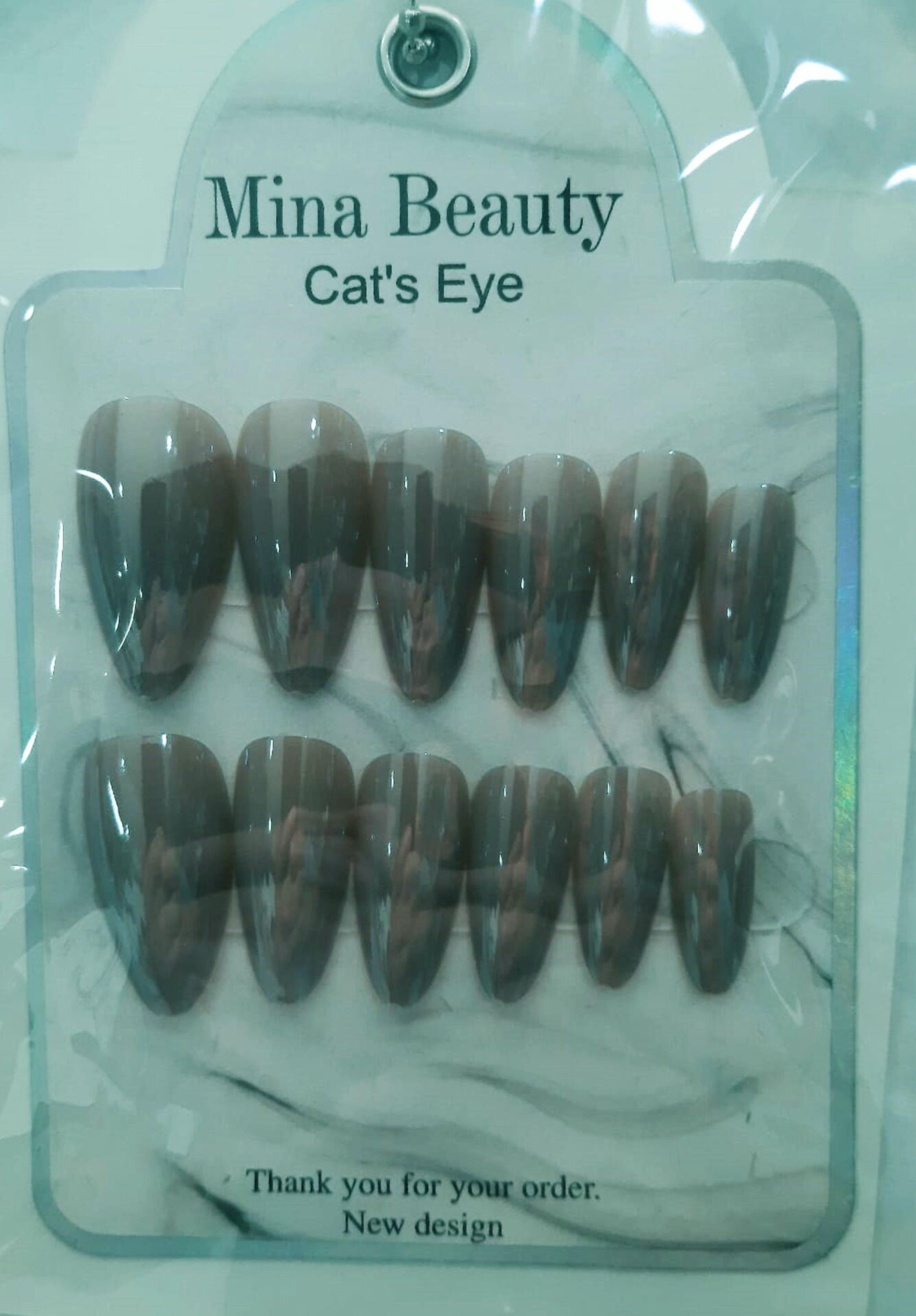 Mina Beauty Kedi Gözü Takma Tırnak 12 li Parlak Toprak