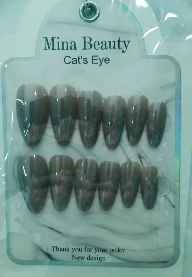 Mina Beauty Kedi Gözü Takma Tırnak 12 li Parlak Toprak