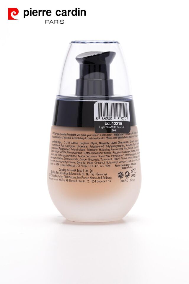 12215 Pierre Cardin Aqua Wow Mineralli Su Bazlı Fondöten Light 304 Neutral Skin With Neutral