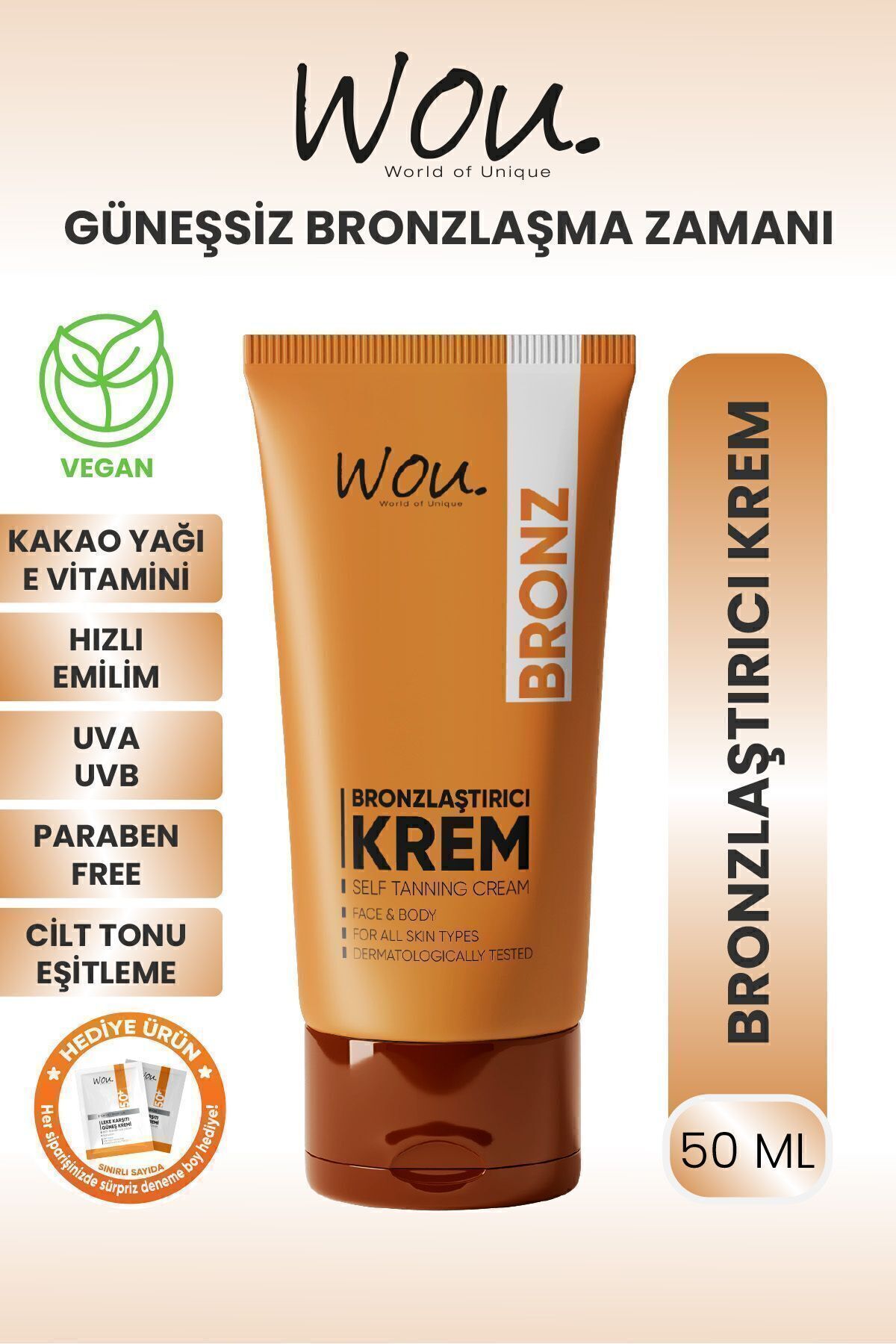 Wou Güneşsiz Bornzlaştırıcı Krem 50 Ml