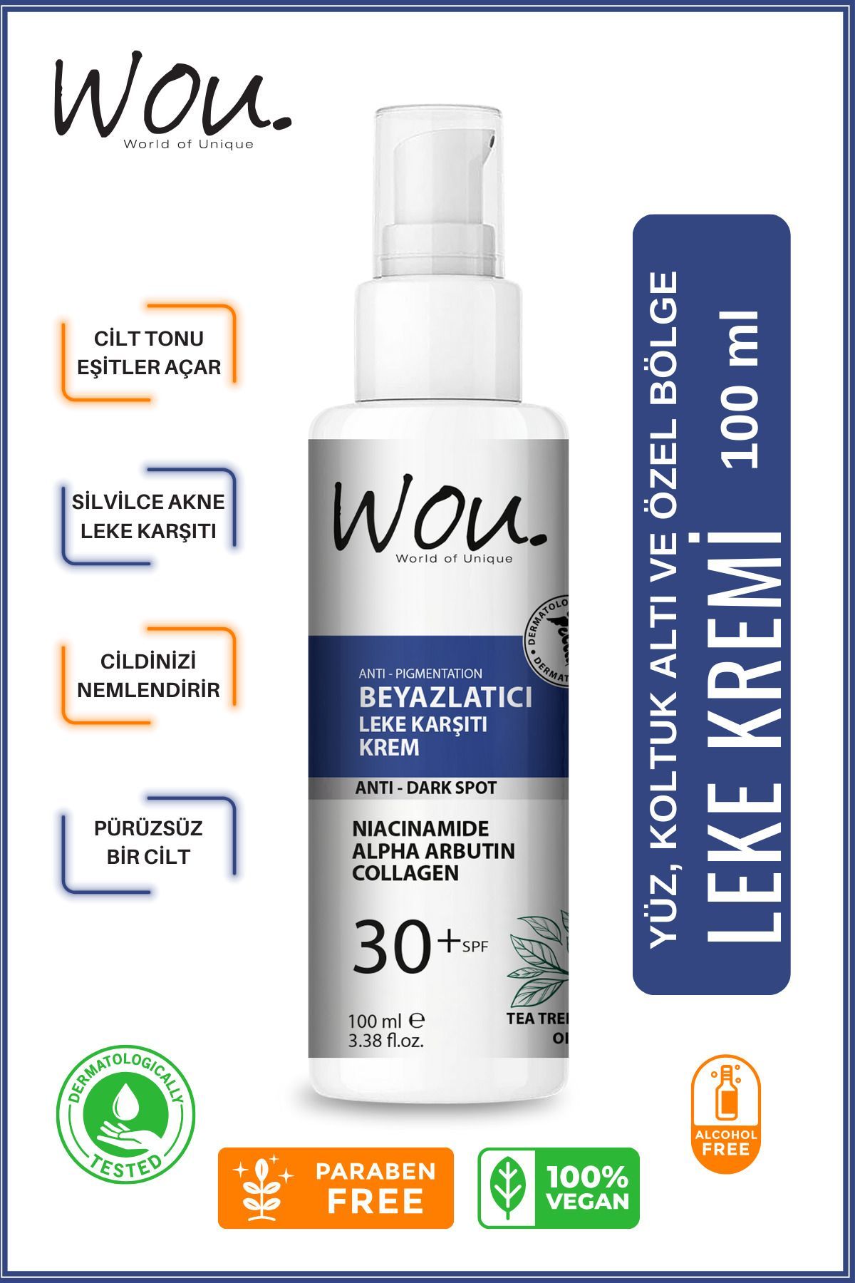 Wou Beyazlatıcı Leke Kremi 100 Ml 30+ SPF
