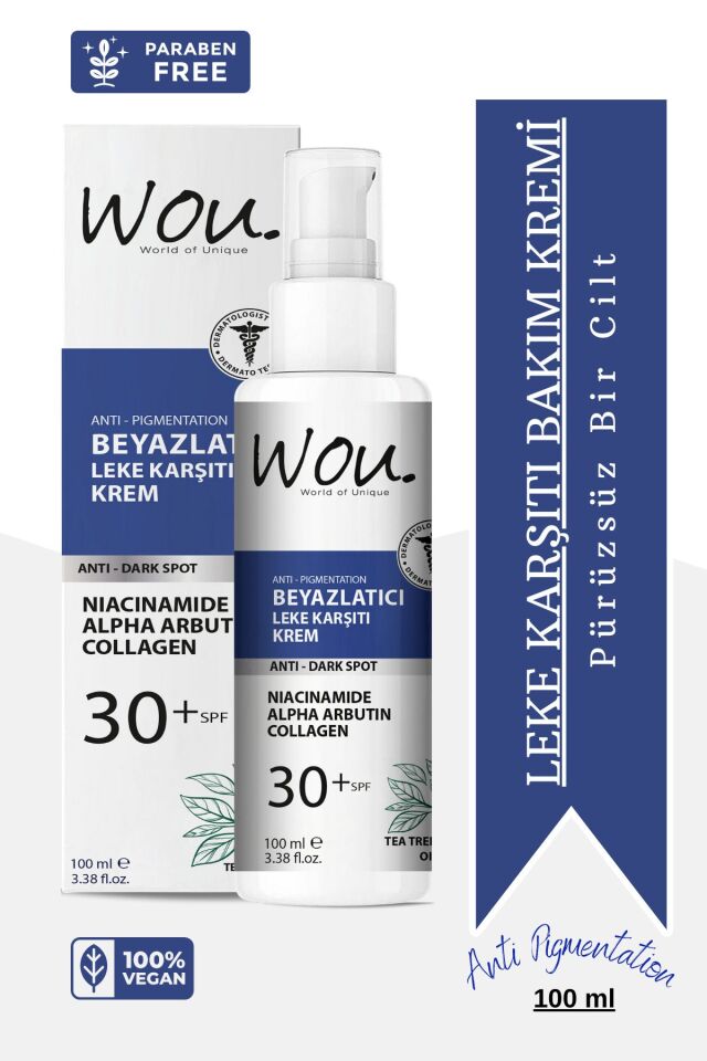 Wou Beyazlatıcı Leke Kremi 100 Ml 30+ SPF