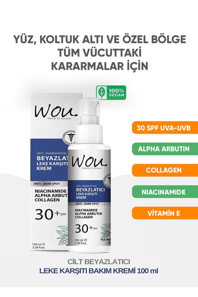 Wou Beyazlatıcı Leke Kremi 100 Ml 30+ SPF