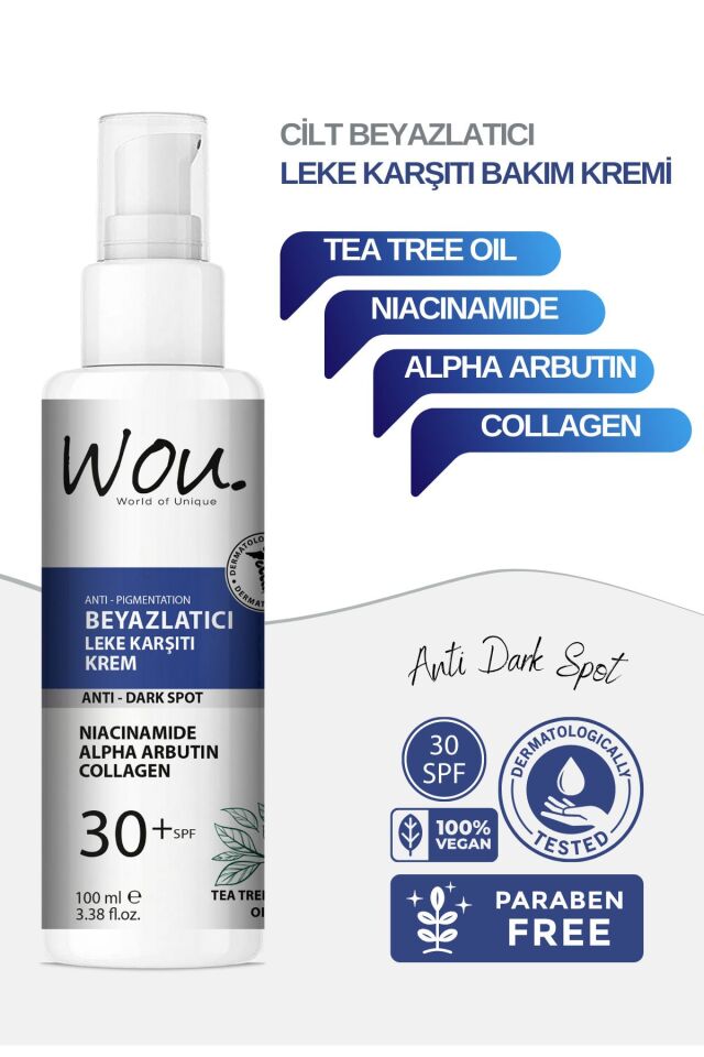 Wou Beyazlatıcı Leke Kremi 100 Ml 30+ SPF