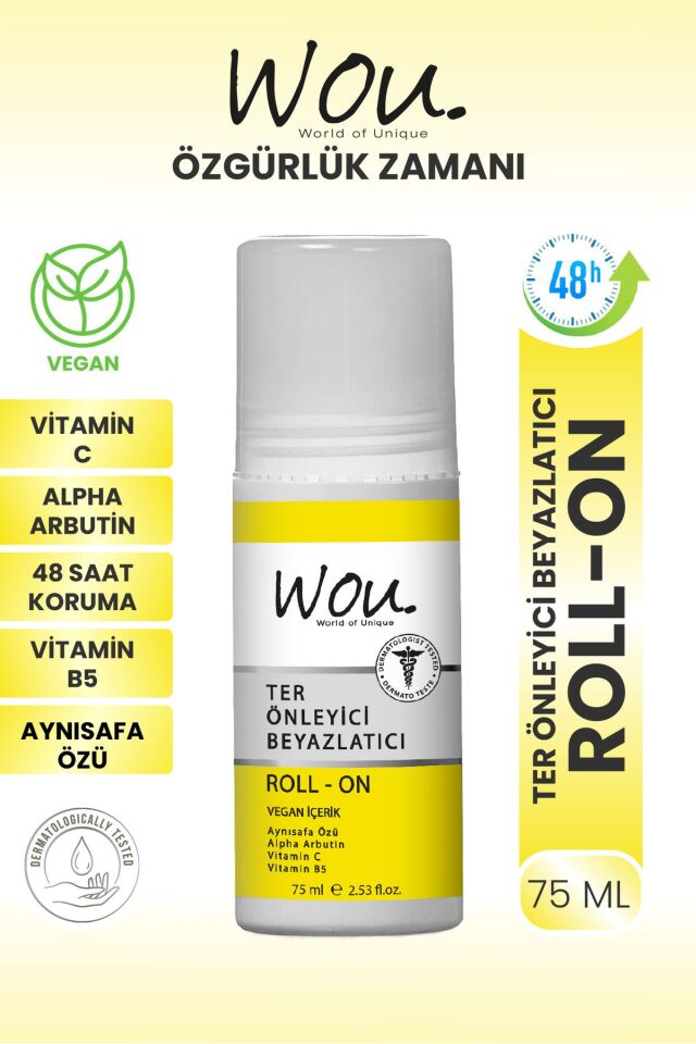 Wou Roll-on 75 Gr Unisex İçin Koltuk Ter Önleyici Beyazlatıcı Sıvı