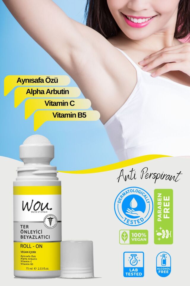 Wou Roll-on 75 Gr Unisex İçin Koltuk Ter Önleyici Beyazlatıcı Sıvı