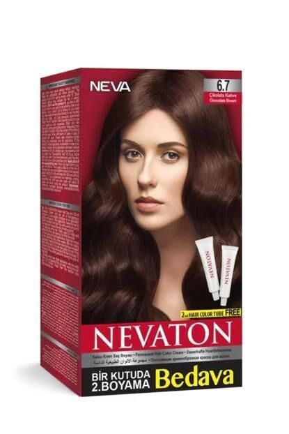 Nevaton 6.7 Çikolata Kahve Saç Boyası Seti 1 Kutuda 2 Boyama