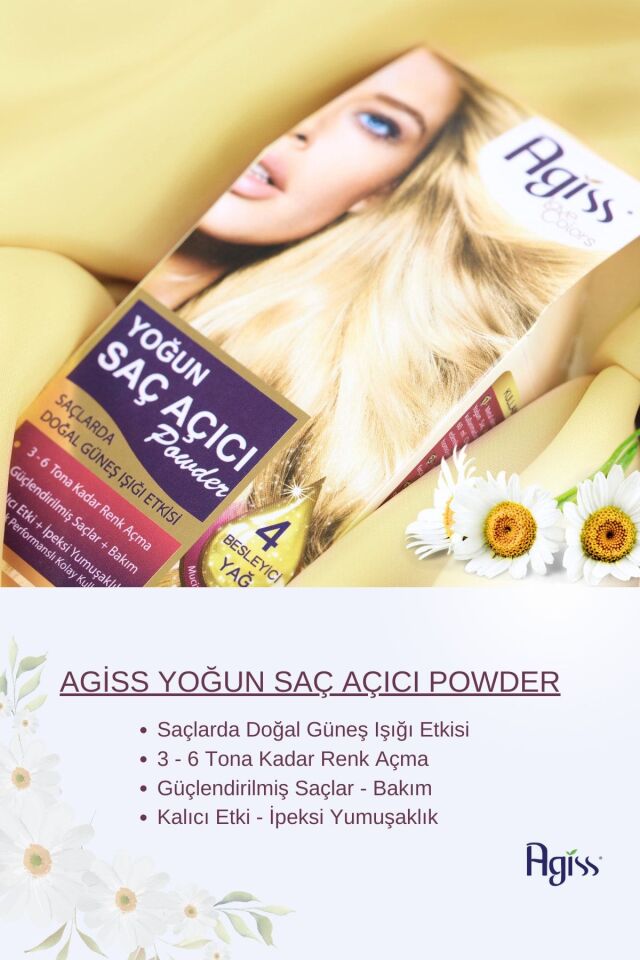 Agiss Saç Açıcı Set ( 25 g Mavi Toz + 60ml Oksidan%40+ 10 Ml Maske+eldiven)