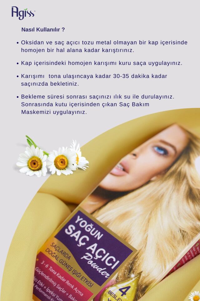 Agiss Saç Açıcı Set ( 25 g Mavi Toz + 60ml Oksidan%40+ 10 Ml Maske+eldiven)