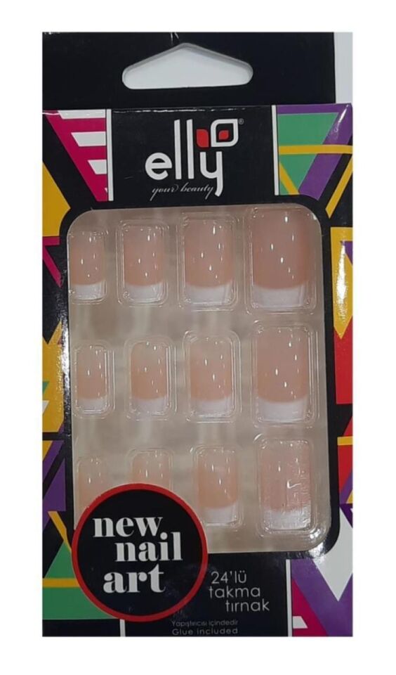 Elly Takma Tırnak 24 lü Pembe - Beyaz 0004