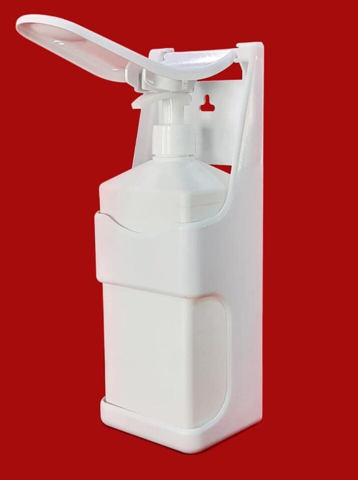 Misnet Dirsek Temaslı Aparat + 1 lt Alkol Bazlı 70 Derece El Dezenfektan Dolu Şişe - Duvar Askılı