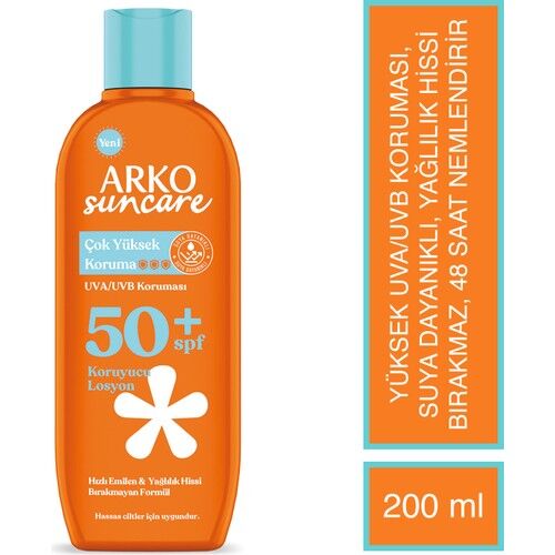 Arko Suncare Spf50 Çok Yüksek Korumalı Vücut Güneş Losyonu 200 ml