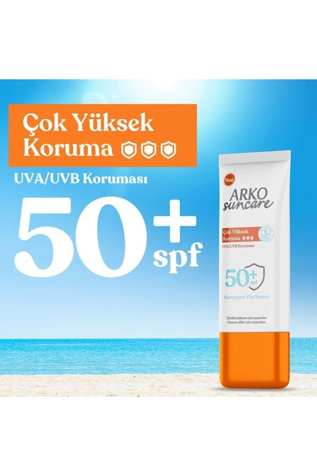Arko Suncare Spf50 Çok Yüksek Korumalı Yüz Güneş Kremi 50 ml