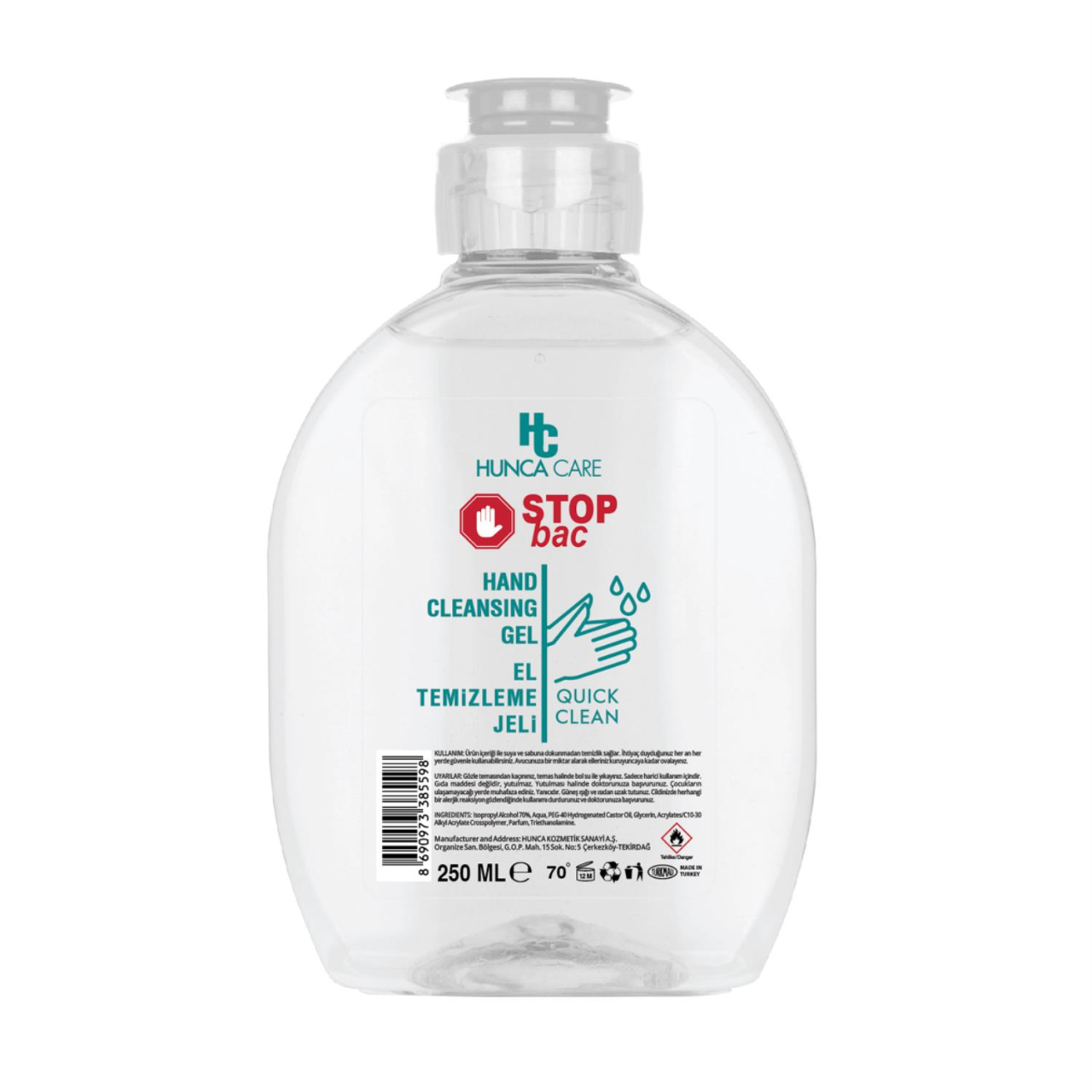 Hunca Care Stop Bac El Temizleme Jeli 250ml Antiseptik Dezenfektan