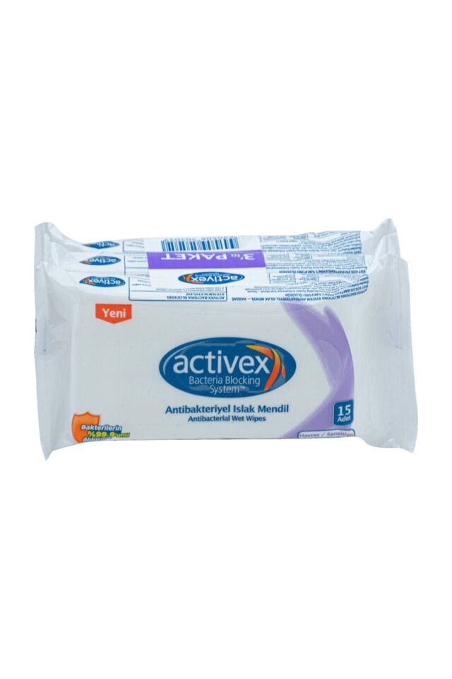 Activex Antibakteriyel Islak Mendil Hassas 15 Adet X 3 LÜ 45 Yaprak
