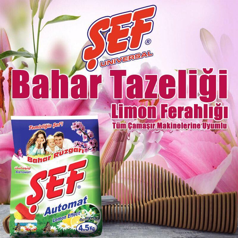 Şef Matik Toz Çamaşır Makinesi Deterjanı 9 Kg Renkli ve Beyazlar İçin Bahar Rüzgarı