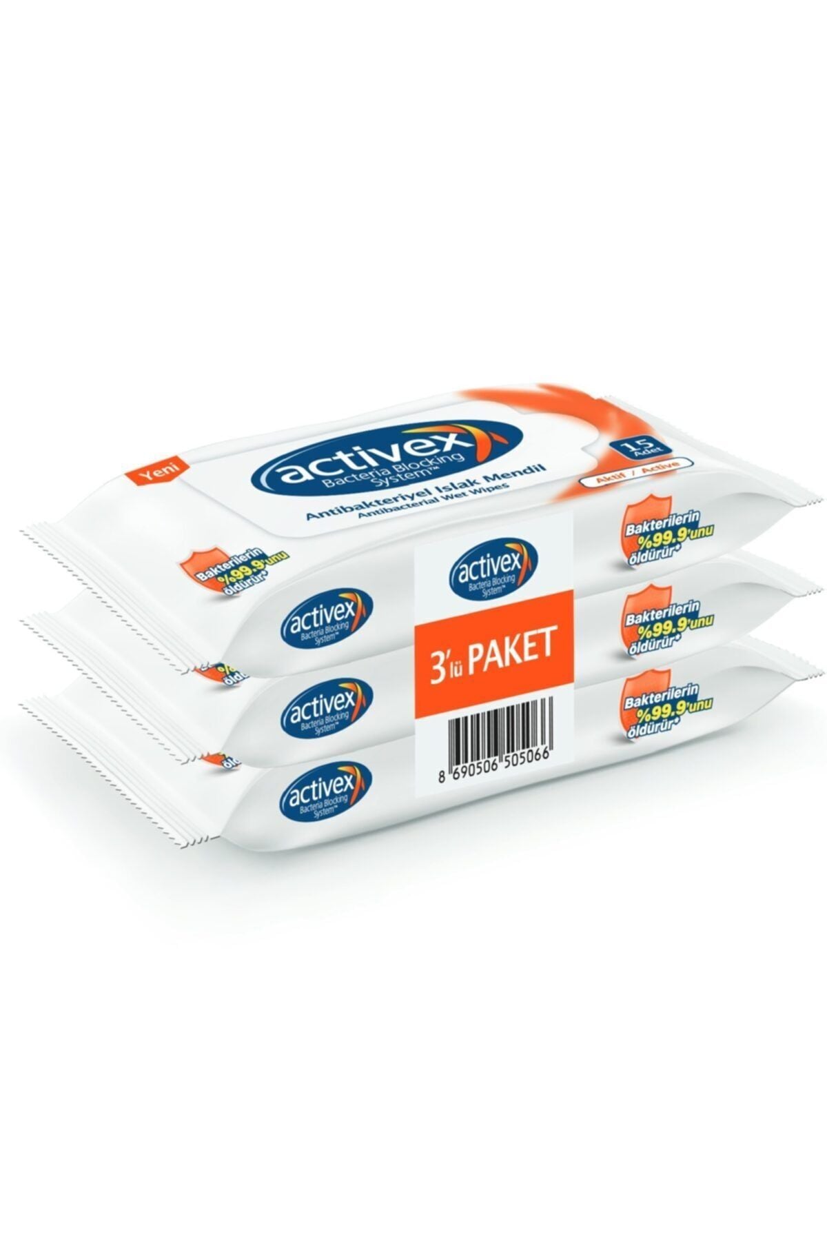 Activex Antibakteriyel Islak Mendil Aktif 15 Adet X 3 LÜ 45 Yaprak