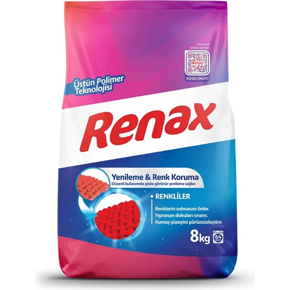 Renax Matik Toz Çamaşır Makinesi Deterjanı 8 Kg Yenileme ve Renkliler İçin