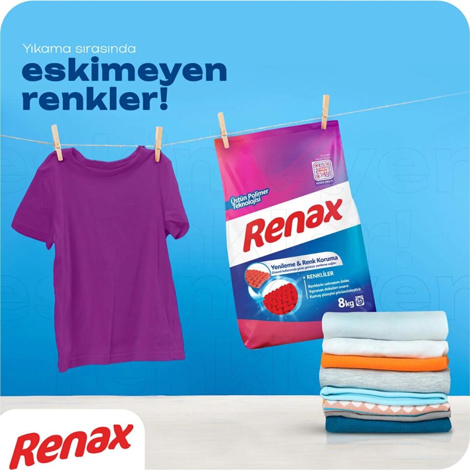 Renax Matik Toz Çamaşır Makinesi Deterjanı 8 Kg Yenileme ve Renkliler İçin