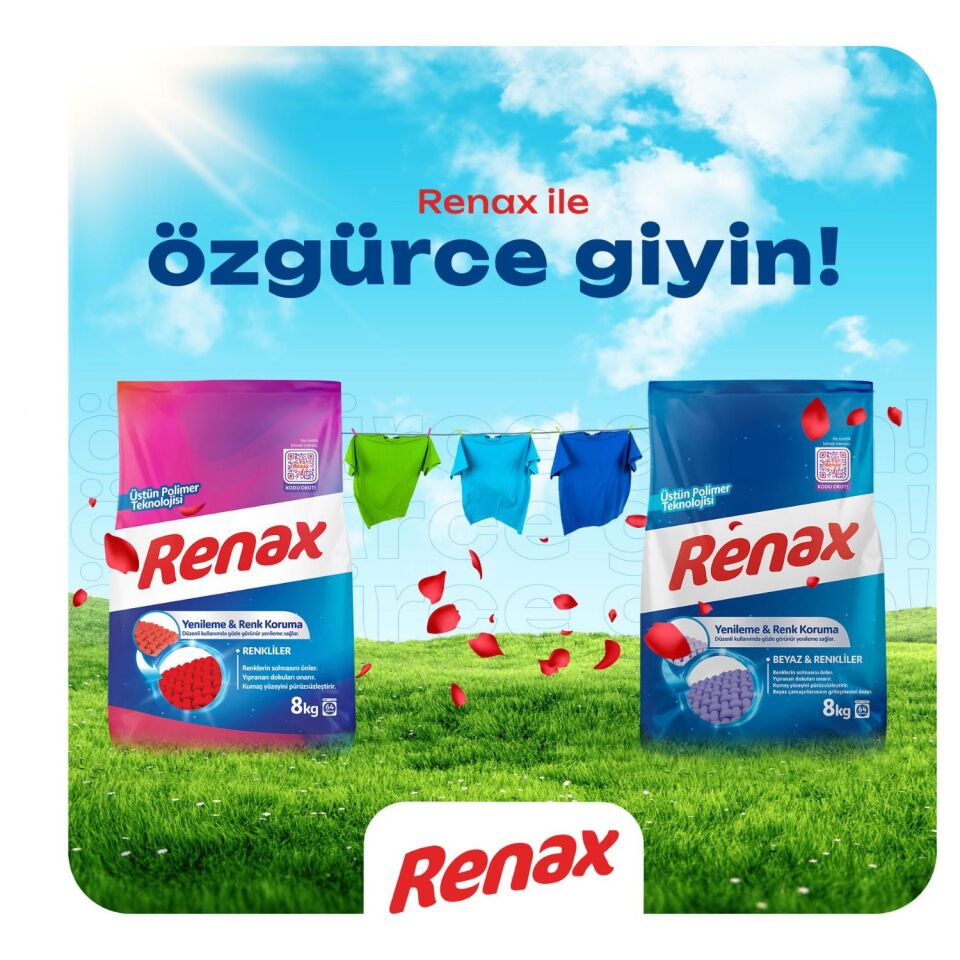 Renax Matik Toz Çamaşır Makinesi Deterjanı 8 Kg Yenileme ve Renkliler İçin