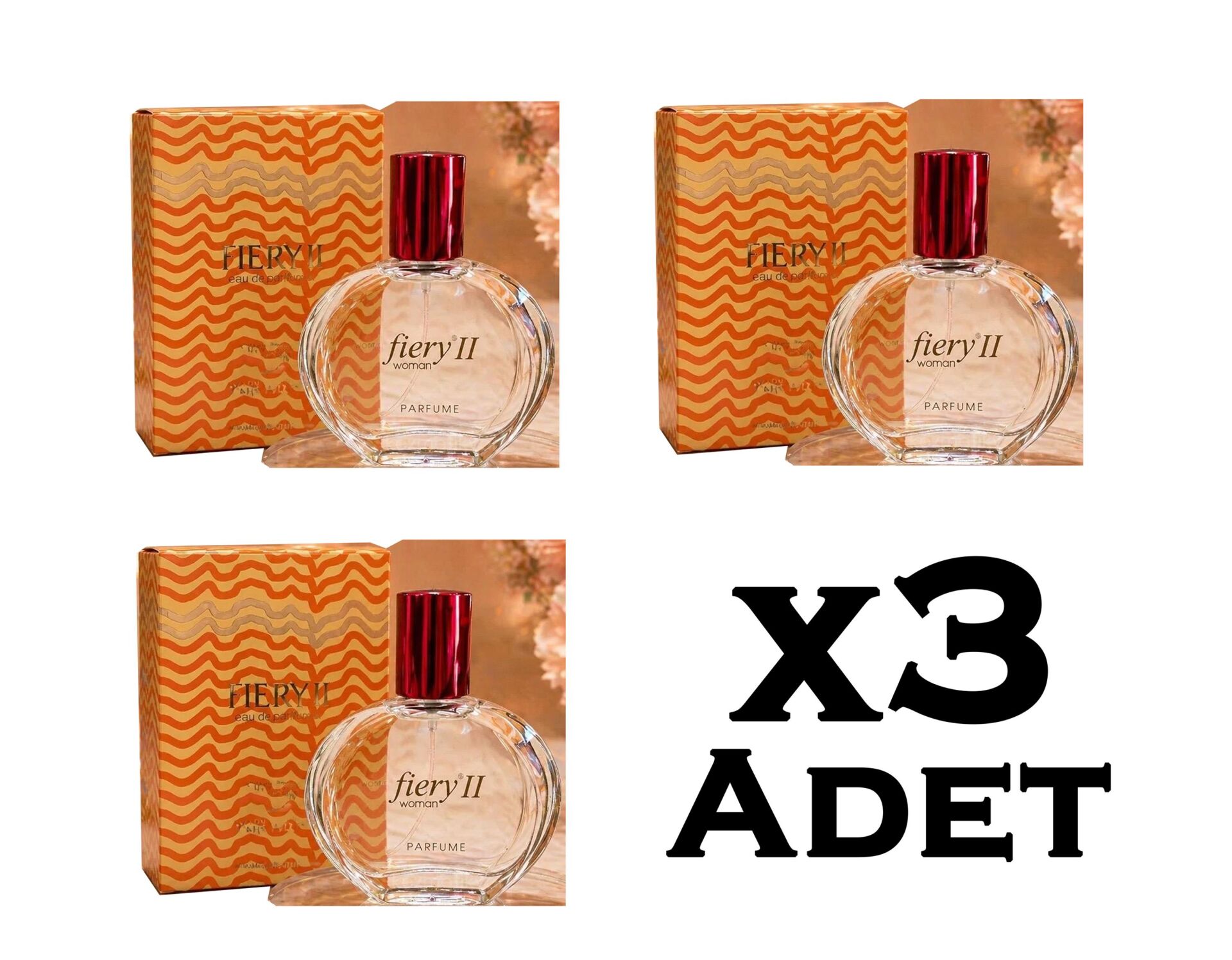 3 Adet X Akat Fiery 2 Edt Woman 100ML Bayan Parfümü - Fiery II