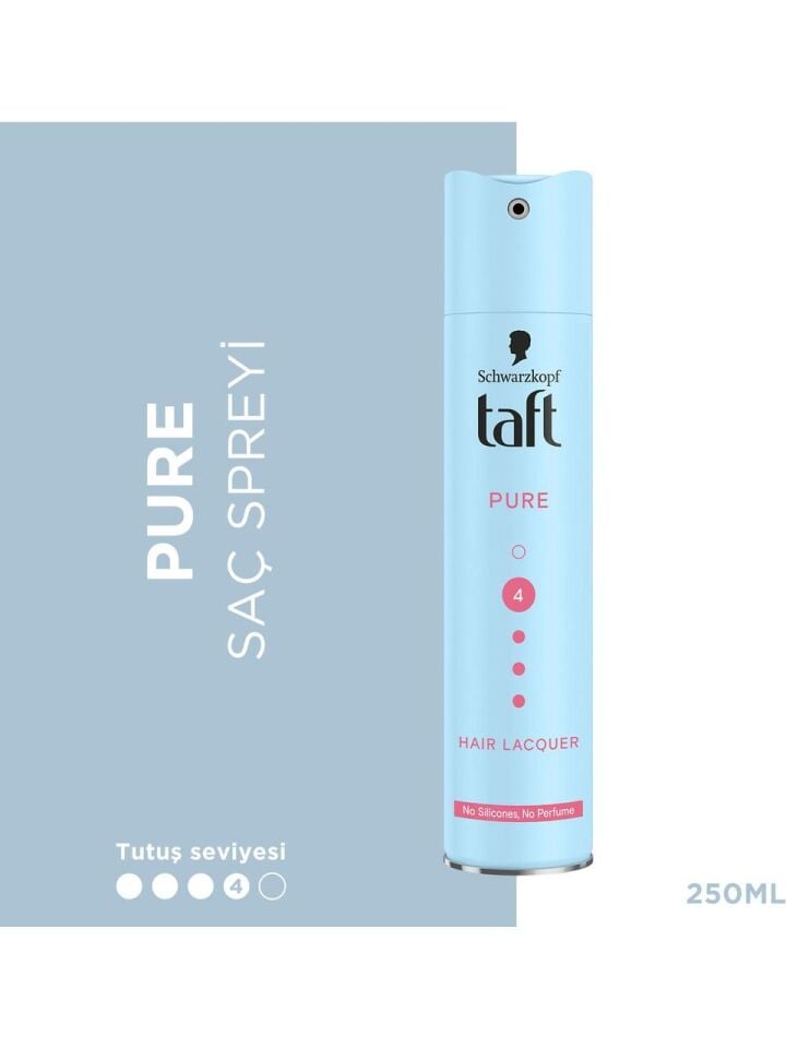 Taft Saç Spreyi 04 Pure 250 ML Silikonsuz ve Parfümsüz