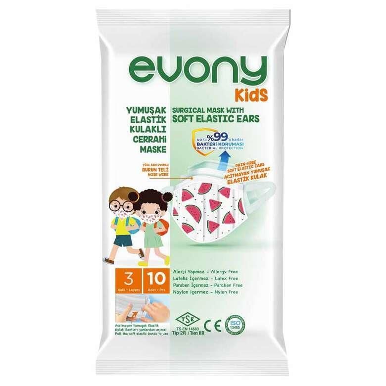 Evony Cerrahi Maske Çocuk Yumuşak Elastik Kulaklı KIDS 10 lu