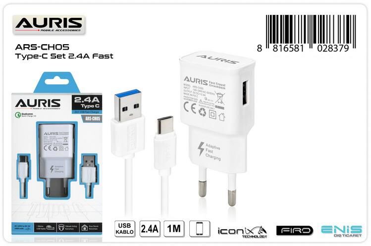Auris 2.4 A Type C Usb Hızlı Şarj Seti