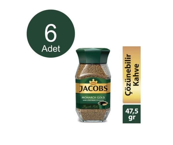 Jacobs Monarch Gold 47,5 gr. Cam Kavanoz 6 lı