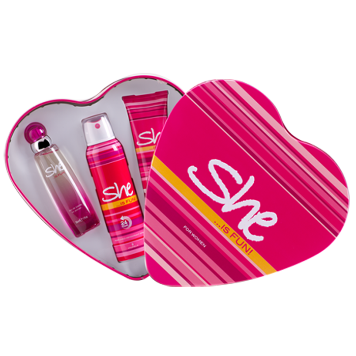 She Fun Set Kalp 50ml Edt + Deodorant + Vücut Losyonu 3lü Set
