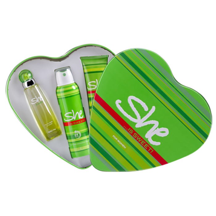 She Sweet Set Kalpli Teneke 50 ml Edt + Deodorant + Vücut Losyonu 3lü Set