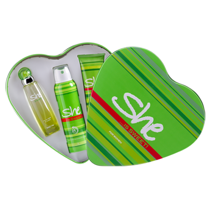 She Sweet Set Kalpli Teneke 50 ml Edt + Deodorant + Vücut Losyonu 3lü Set
