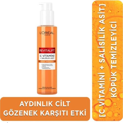 Loreal Revitalift Clinical [C vitamini + Salisilik Asit],150 Ml Aydınlatıcı ve Gözenek Karşıtı Köpük Temizleyici