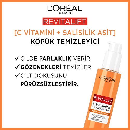 Loreal Revitalift Clinical [C vitamini + Salisilik Asit],150 Ml Aydınlatıcı ve Gözenek Karşıtı Köpük Temizleyici