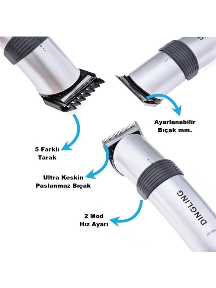 dınglıng Şarjlı Saç ve Sakal Büyük Berber Makinesi rd-609x