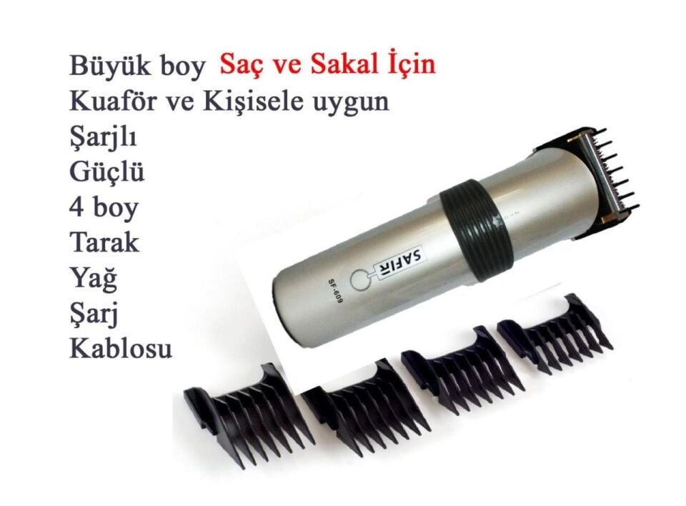 SAFİR SF Şarjlı Saç ve Sakal Büyük Berber Makinesi rd-609x