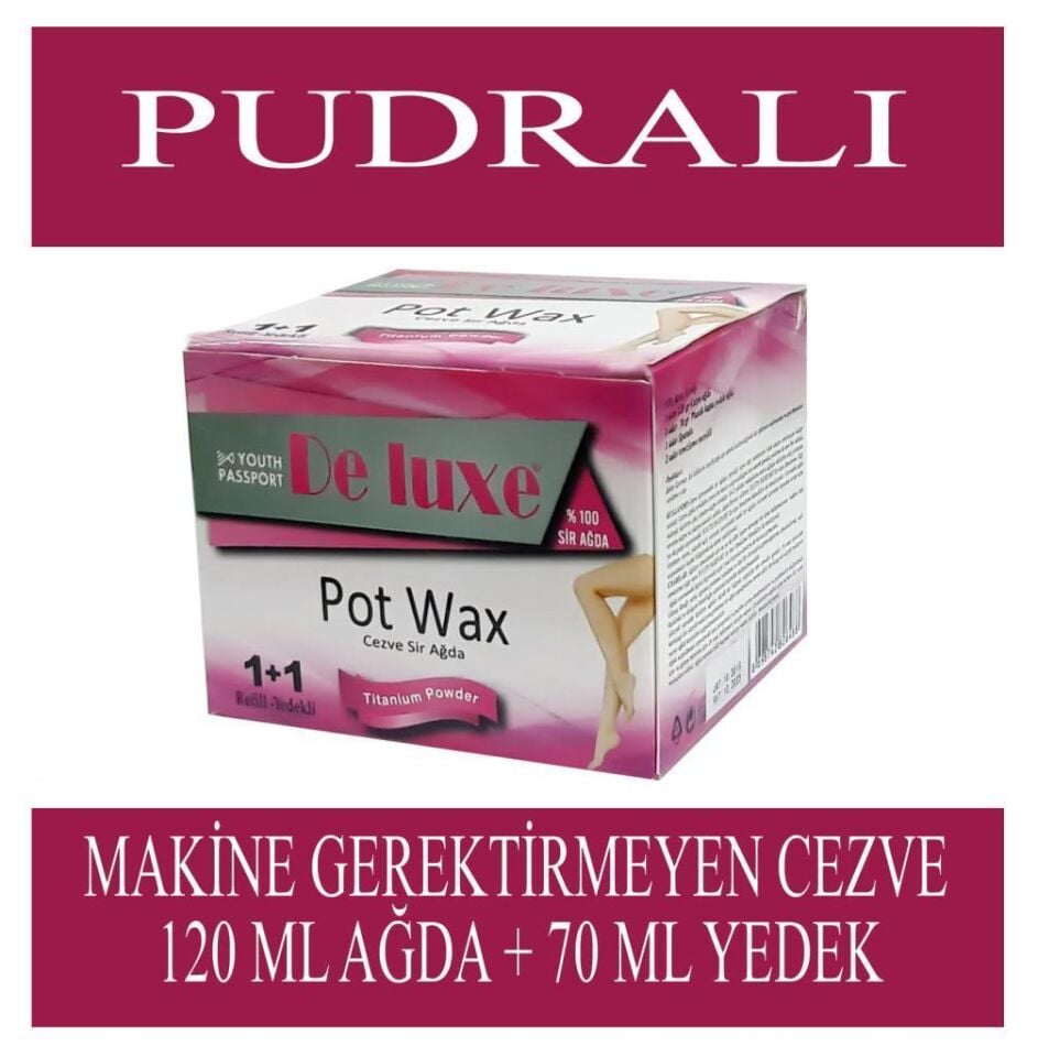 Youth Passport Deluxe Pot Wax 1+1 Cezveli Titanium Pudralı Sir Ağda 120 + 70 ml Yedekli