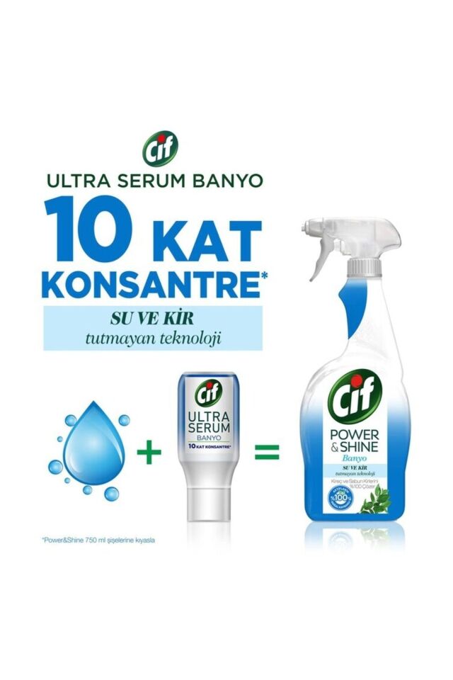 Cif Power-Shine Banyo 750 ML İçin Ultra Serum 70 Ml Banyo Kireç Çözücü Kapsül